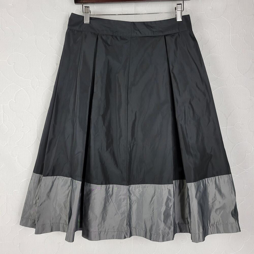 Renee C. Womens Skirt Size M Black Gray Pleated A-line Colorblock Midi Casual